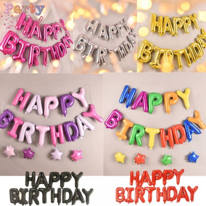 Birthday Foil balloon golden, red, pink