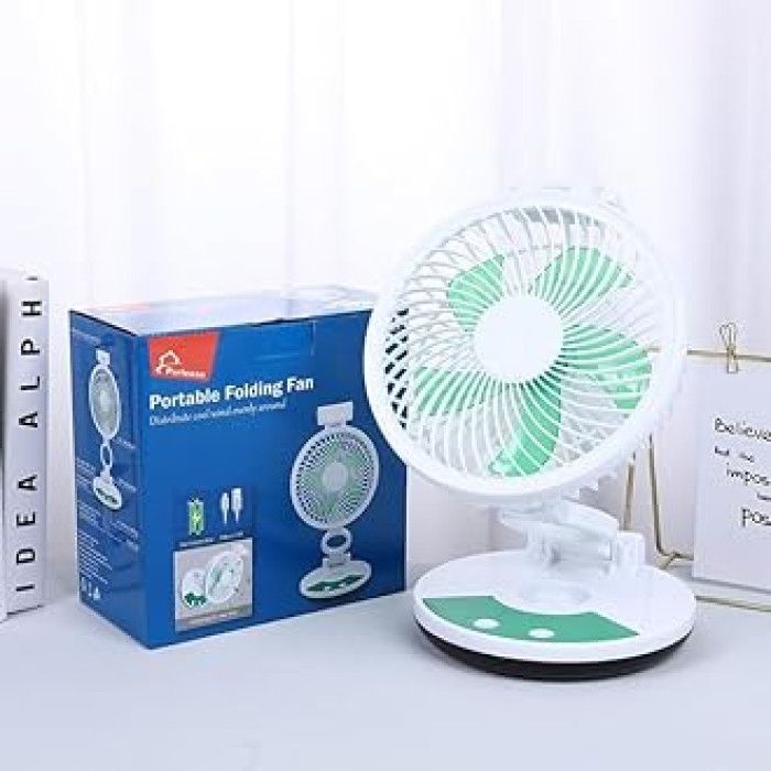 Portable folding fan (ZT-329) রিচার্জ্যাবল ফোল্ডিং টেবিল ফ্যান উইথ লাইট