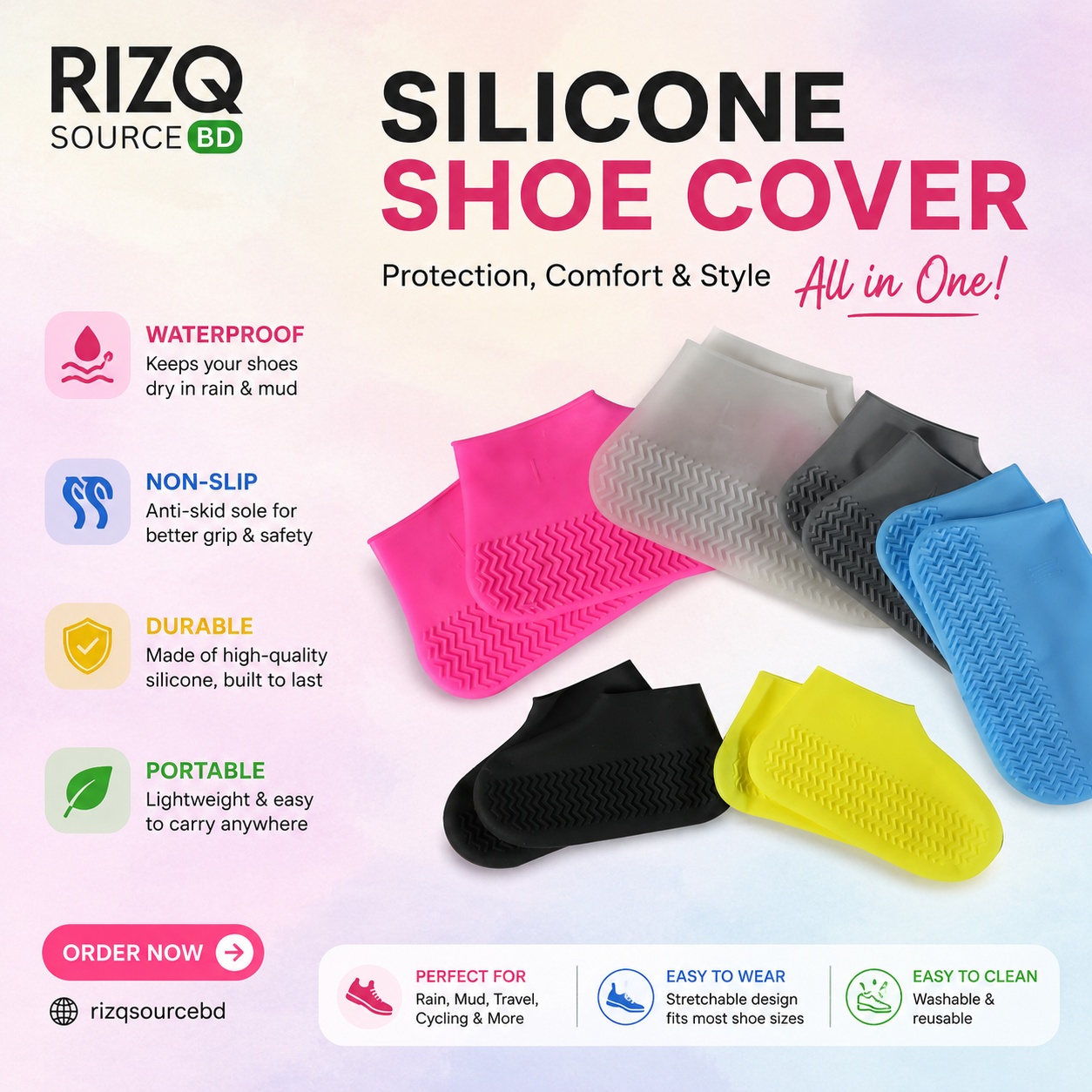 Reusable Silicone Waterproof Shoe Covers