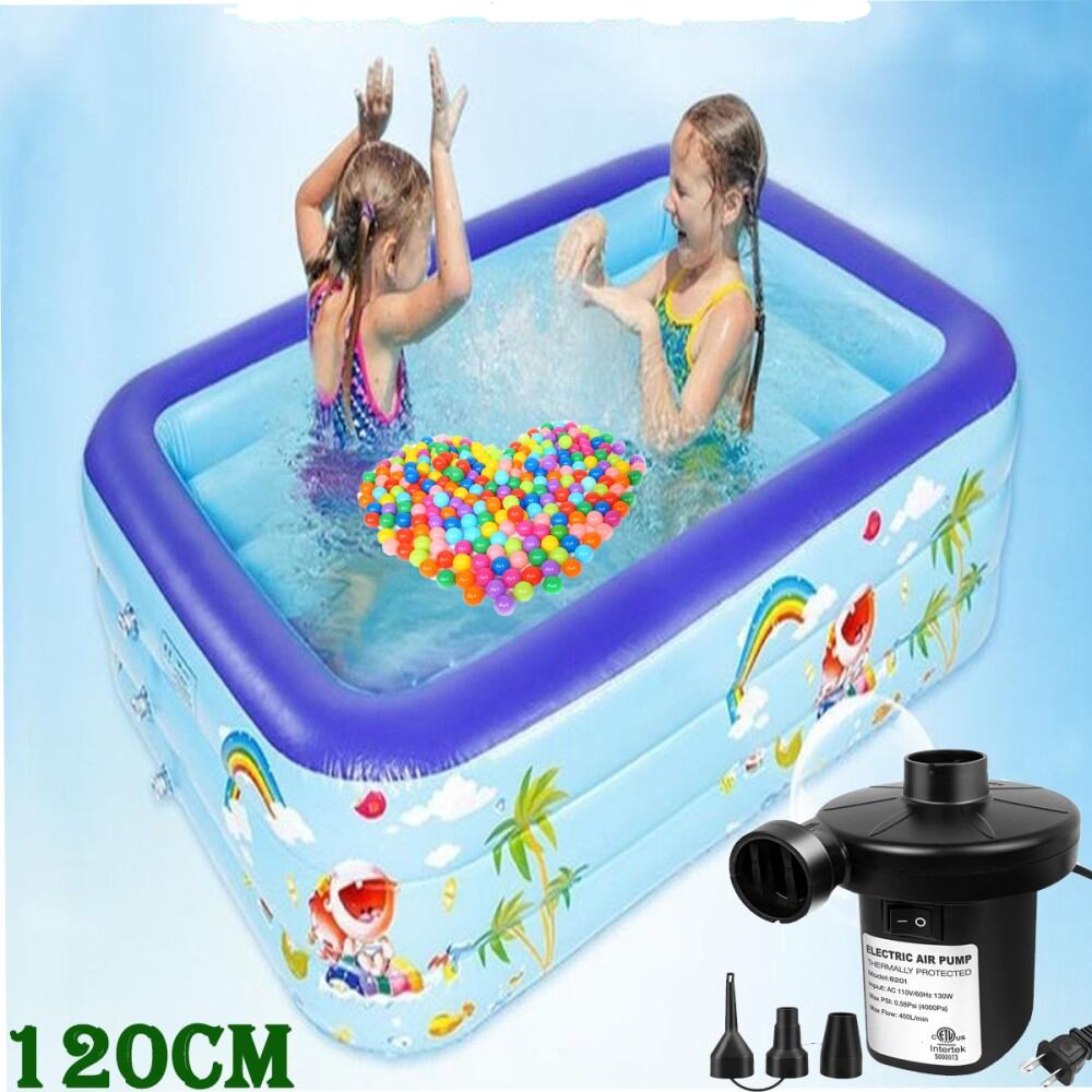 130 cm Swimming pool baby square bathtub for play and bath  with pumper &  Ring